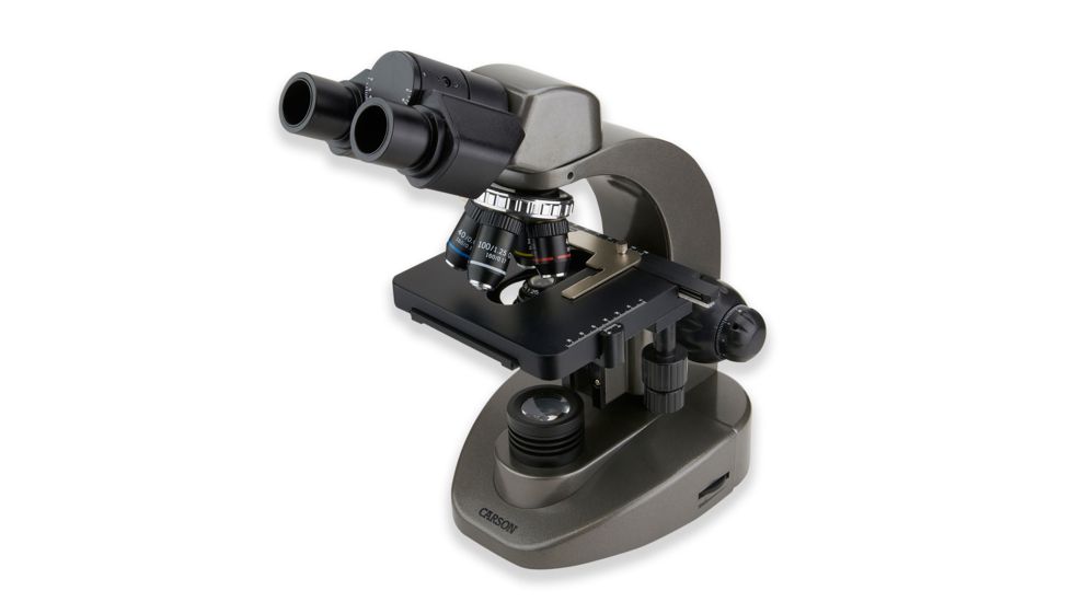 Carson 40x-1600x Table Top Microscope w/Universal Smartphone Adapter for Microscopes, Black/Gray, MS-160SP