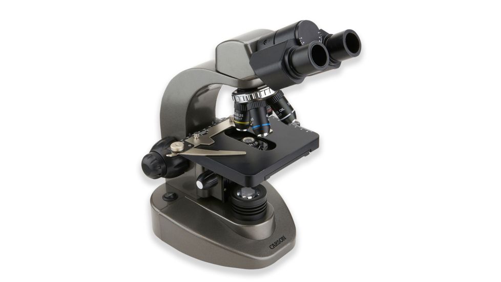 Carson 40x-1600x Table Top Microscope w/Universal Smartphone Adapter for Microscopes, Black/Gray, MS-160SP
