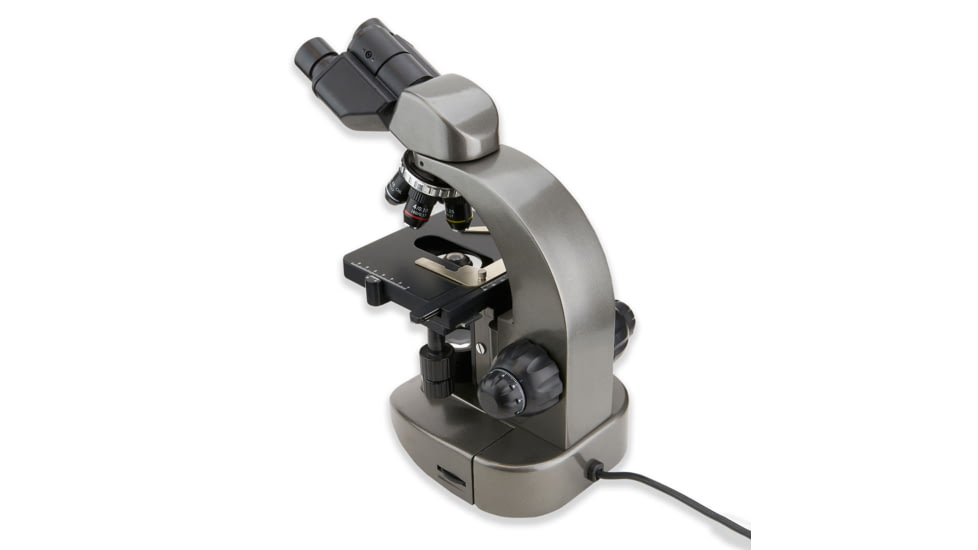 Carson 40x-1600x Table Top Microscope w/Universal Smartphone Adapter for Microscopes, Black/Gray, MS-160SP