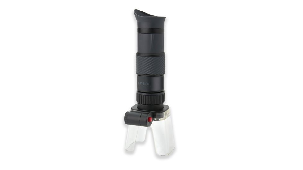 CARSON 6x18mm Monocular, 25x Microscope, 4x Loupe w/ 4 LED Lights, Black/Gray MA-60