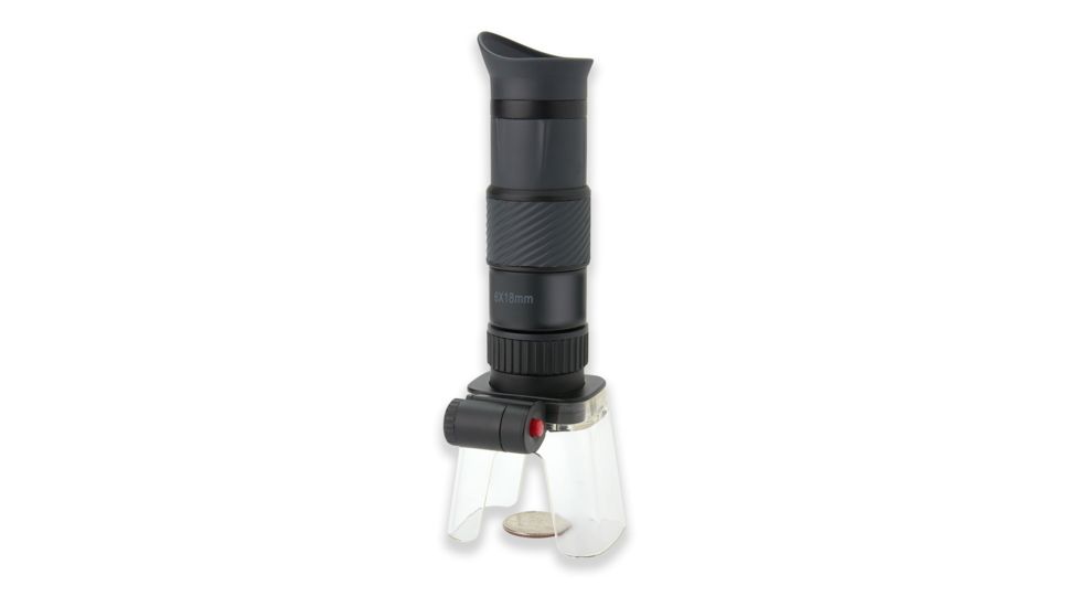 CARSON 6x18mm Monocular, 25x Microscope, 4x Loupe w/ 4 LED Lights, Black/Gray MA-60