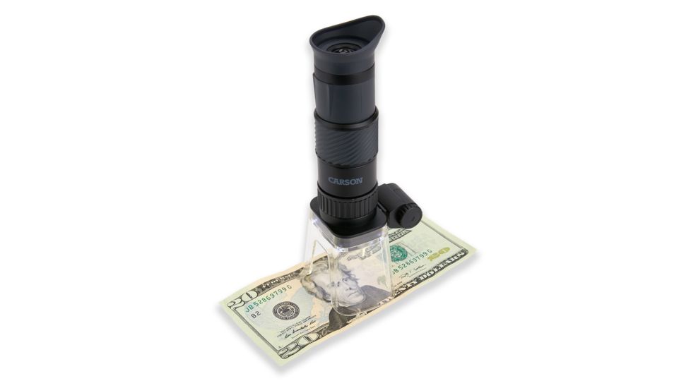 CARSON 6x18mm Monocular, 25x Microscope, 4x Loupe w/ 4 LED Lights, Black/Gray MA-60