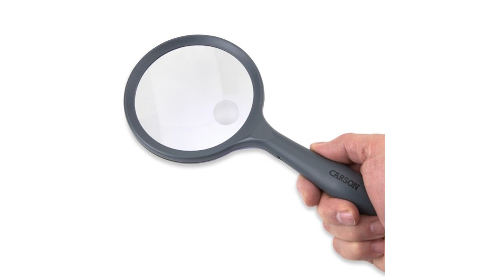 Carson LED Lighted HandHeld 2x Magnifier w/4x Spot Lens, Gray hm-44
