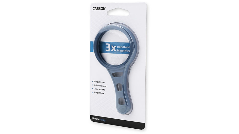 Carson Optical MagnetMag Handheld Magnifier w/ Magnetic Handle, Blue, Purple, Green, Gray, 2.3 in x 0.4 in x 4.6 in, DX-50AS