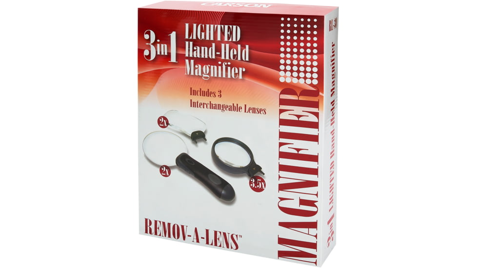 Carson Remov-A-Lens 3-in-1 LED Lighted Handheld Magnifier Loupe RL-30