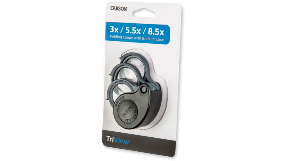 Carson TriView 3x / 6x / 8.5x Folding Loupe Magnifier, TV36