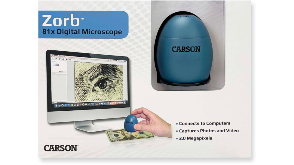 Carson zOrb LED Lighted USB Digital Computer Microscope, Blue, Small, MM-500