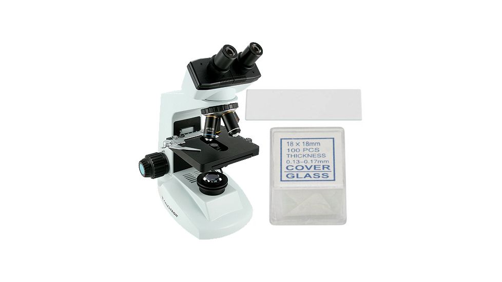Celestron Professional Compound Microscope 44108 with Free Celestron Blank Slides - 72 piece box 44416 &amp; Free Celestron Cover Slips - 100 piece box 44418