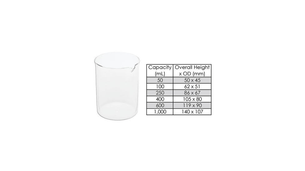 Chemglass Beaker Quartz 400ML Low Form CG-1110-04