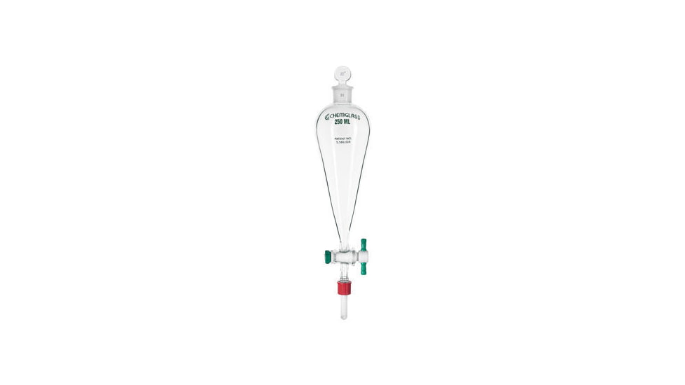 Chemglass Separatory Funnel Tfetip 250ML CG-1744-31
