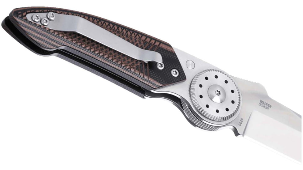 CRKT Walker Blade Lock Folding Knife, 2.93in, 14C28N, Drop Point Blade, Brown Aluminum Handle, 4200