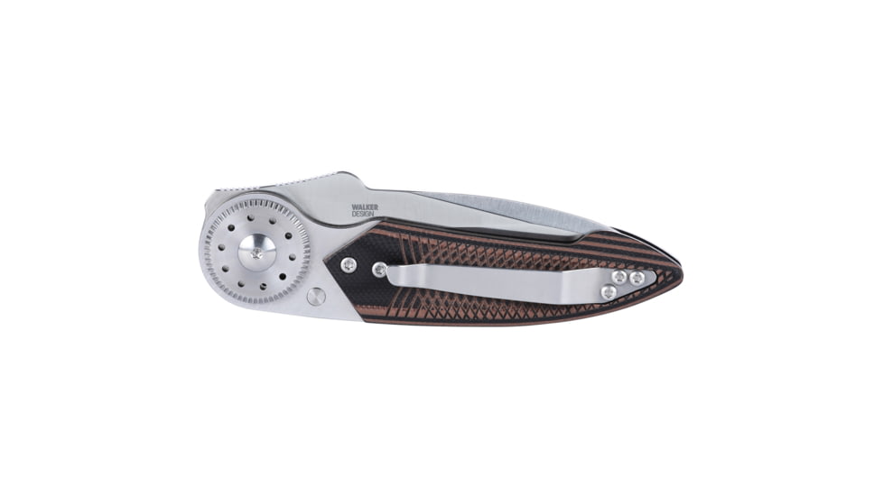 Columbia River Knife & Tool Walker, Folding Knife, 2.93" Sheepsfoot Blade, 14C28N Blade Steel, 5.94" Overall Length, Satin Finish, Silver, Brown Handle, Blade Lock, 4200