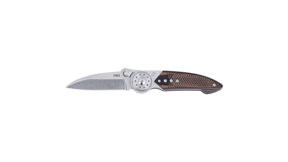 CRKT Walker Blade Lock Folding Knife, 2.93in, AUS?8 Stainless Steel Blade, Drop Point Blade, Brown Aluminum Handle, 4200