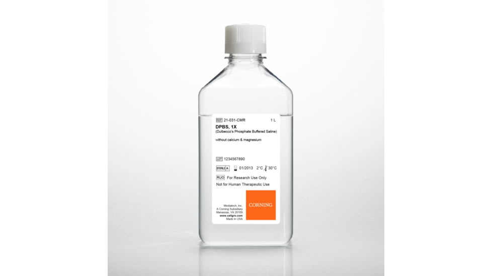 Corning cellgro Balanced Salt Solutions, Corning MT21-031-CM Dulbeccos Phosphate-Buffered Saline DPBS Solution Without Calcium And Magnesium, Sterile