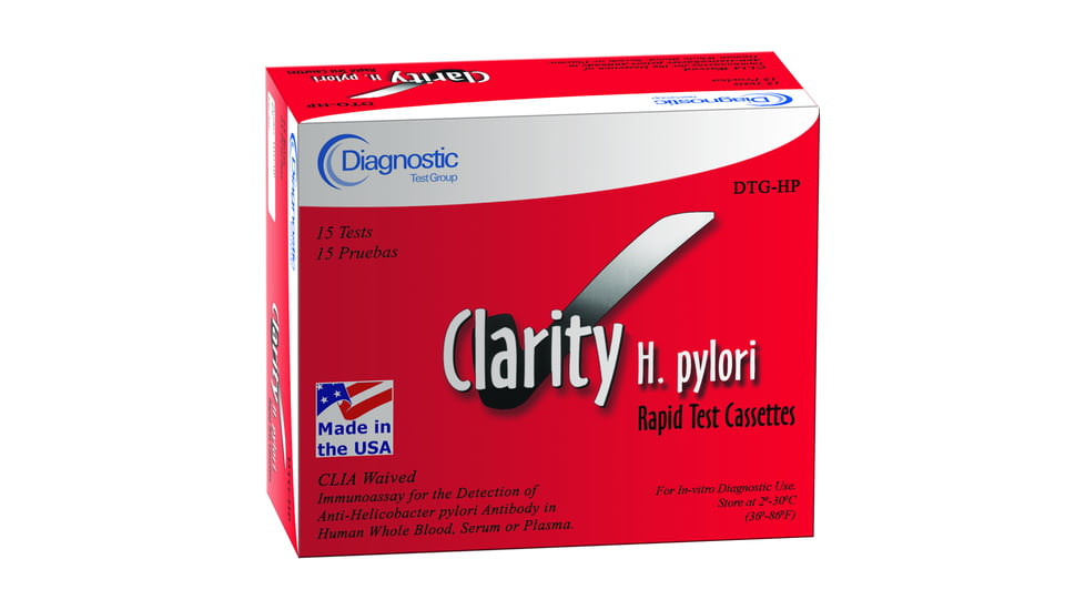 Diagnostic Test Group Clarity H Pylori Test Kit Bx15 DTG-HP, Unit EA