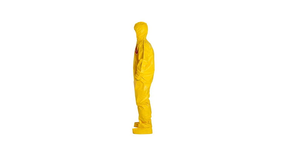 DuPont Tychem 2000 Coveralls w/Standard Hood and Attached Socks, Bound Seams, Yellow, Large CS12 QC122BYLLG00