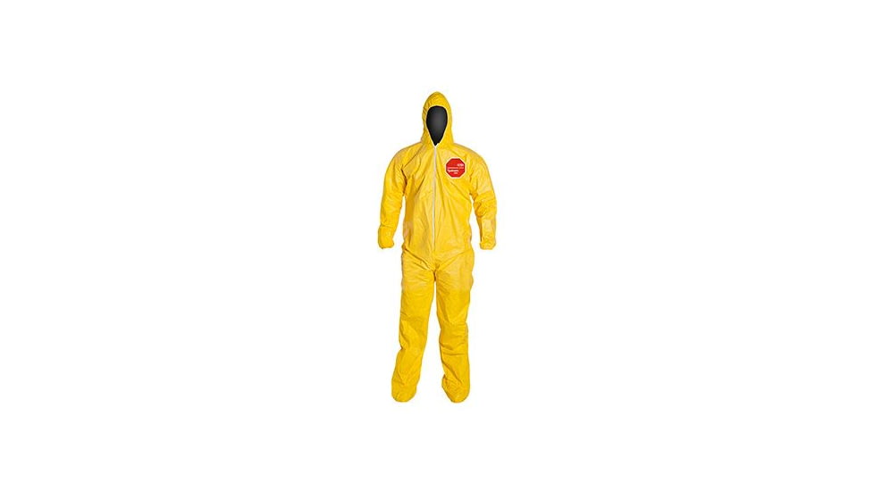 DuPont Tychem 2000 Coveralls w/Standard Hood and Attached Socks, Serged Seams, Yellow, Large CS12 QC122SYLLG00