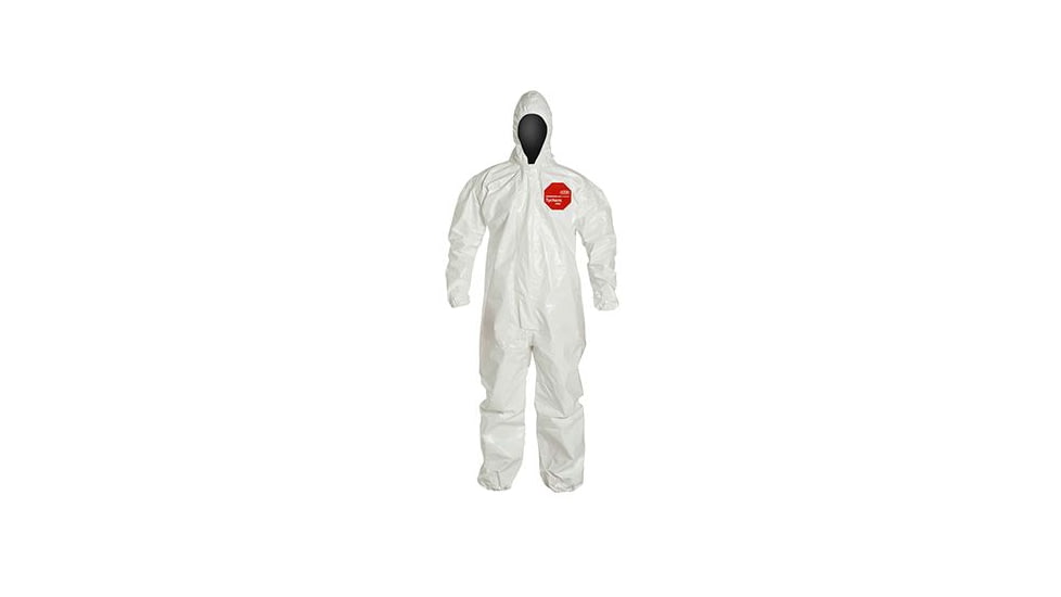 DuPont Tychem 4000 Coveralls w/Standard Hood, Taped Seams, White, 3X, 6 Pack, SL127TWH3X0006