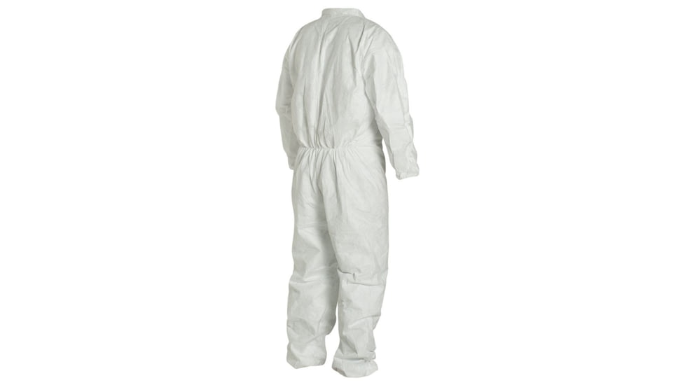 DuPont Tyvek 400 Coverall, Collar, Stormflap, Elastic Wrists/Ankles/ Waist, Serged Seams, White, Medium, Case of 25, TY125SWHMD00