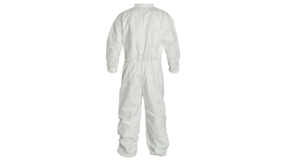 DuPont Tyvek 400 Coverall, Collar, Stormflap, Elastic Wrists/Ankles/ Waist, Serged Seams, White, Medium, Case of 25, TY125SWHMD00
