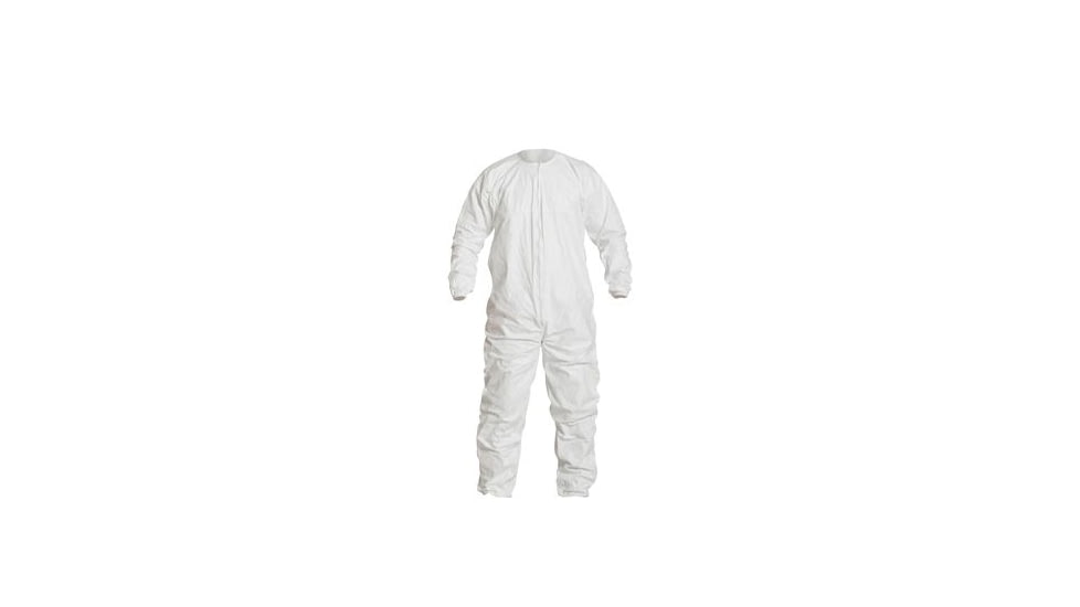 DuPont Tyvek IsoClean Coveralls, Clean-Processed and Sterile, Bound Seams/Neck, Dolman Sleeve, Elastic Wrists/Ankles, White, 2x, Case of 25, IC253BWH2XCS