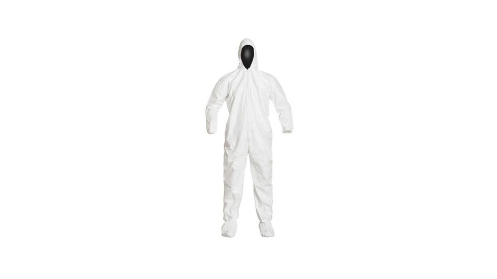 DuPont Tyvek IsoClean Hooded Coverall Clean Processed w/PVC Soles Boots, White, Large, Case of 25, IC105SWHLG0C, Unit CS