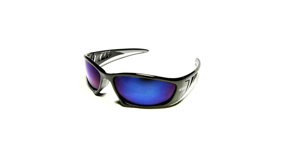 Edge Eyewear Baretti Safety Glasses - Black Frame, Blue Mirror Lens SB118