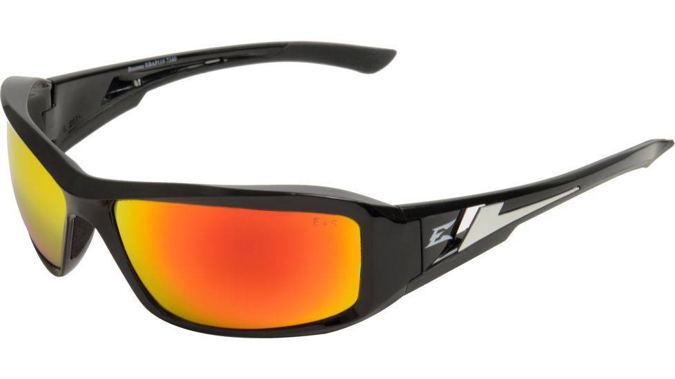 Edge Eyewear Brazeau Safety Glasses Black Frame Aqua Precision Red Mirror Lens Xbap119