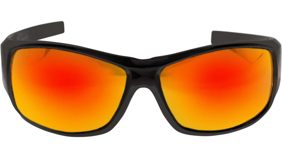 Edge Eyewear Caraz Torque Safety Glasses - Matte Black Frame with Red E Logo / Aqua Precision Red Mirror Lenses, One Size, HZAP139