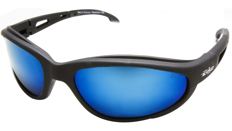 Edge Eyewear Dakura Safety Glasses Black Frame Polarized Aqua Precision Blue Mirror Lens Tsmap218