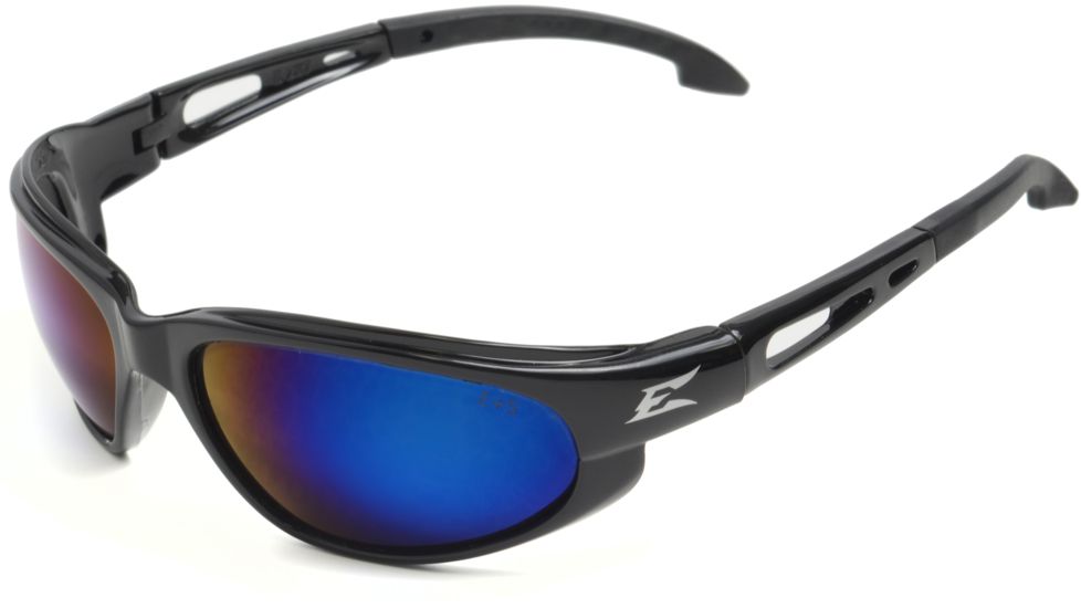 Edge Eyewear Dakura Safety Glasses - Black Frame, Blue Mirror Lens SW118