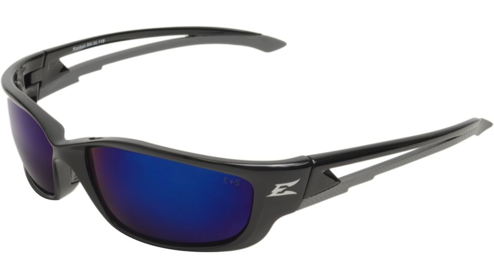 Edge Eyewear Kazbek Xl Safety Glasses Black Frame Blue Mirror Lens Sk Xl118