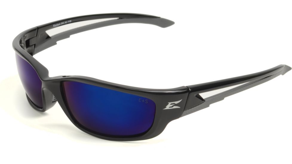 Edge Eyewear Kazbek XL Safety Glasses - Black Frame, Blue Mirror Lens SK-XL118