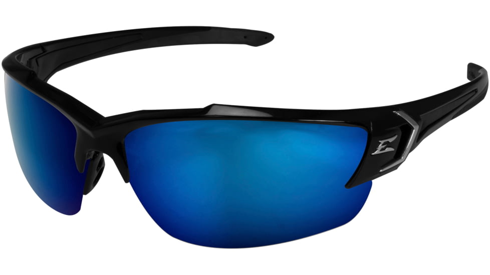 Edge Eyewear Khor G2 Safety Glasses - Black Frame / Polarized Aqua Precision Blue Mirror Lenses, One Size, TSDKAP218-G2