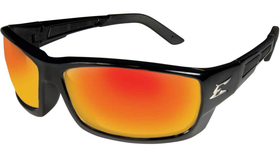 Edge Eyewear Mazeno Slim Fit Safety Glasses, Black Frame / Aqua Precision Red Mirror Lenses, One Size, PMAP119