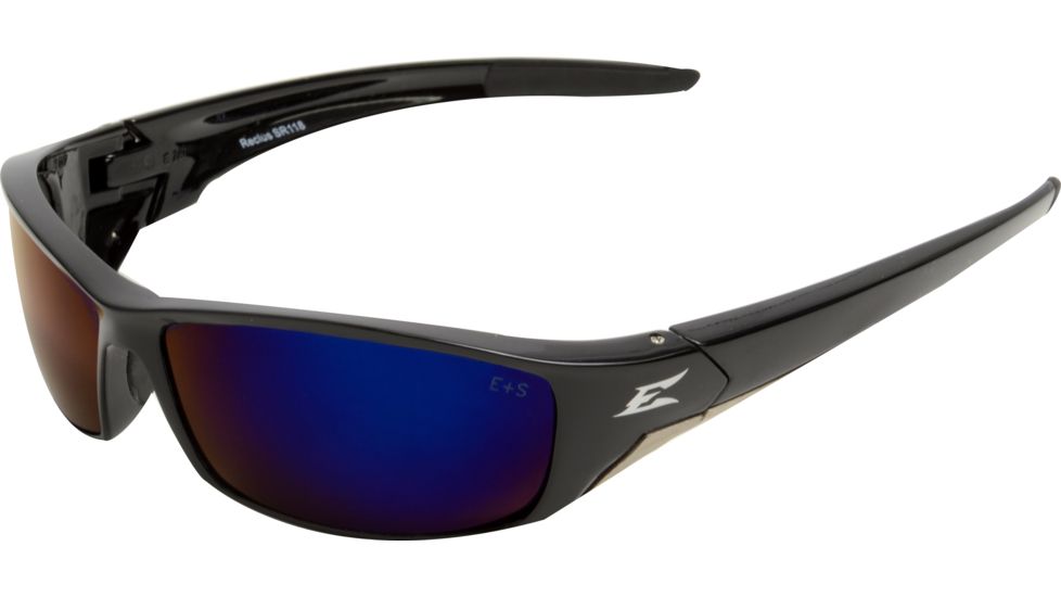 Edge Eyewear Reclus Safety Glasses Black Frame Aqua Precision Blue Mirror Polarized Tsrap218
