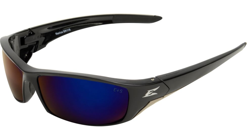 Edge Eyewear Reclus Safety Glasses Black Frame Blue Mirror Lens Sr118