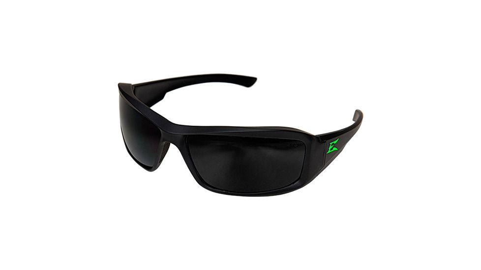 Edge Safety Brazeau Torque Glasses, Black w/Green E Logo Frame, Smoke Lens, XB136-E3