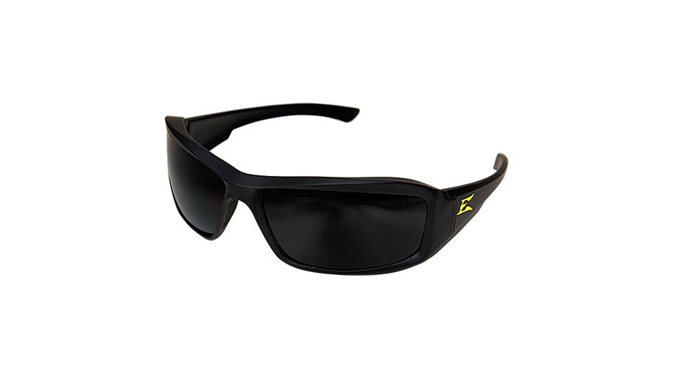 Edge Safety Brazeau Torque Glasses, Polarized, Black w/Yellow E Logo Frame, Smoke Lens, TXB236-E1