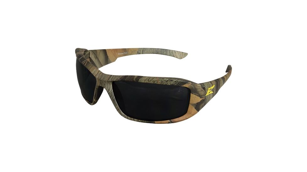 Edge Safety Brazeau with Yellow E Logo, Polarized Smoke Lens, Camouflage Frame, TXB216CF-E1
