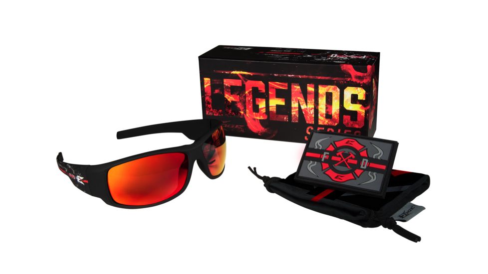 Edge Tactical Legends Series Glasses, Black Frame, Aqua Precision Black Mirror Lens, HL616-FF1