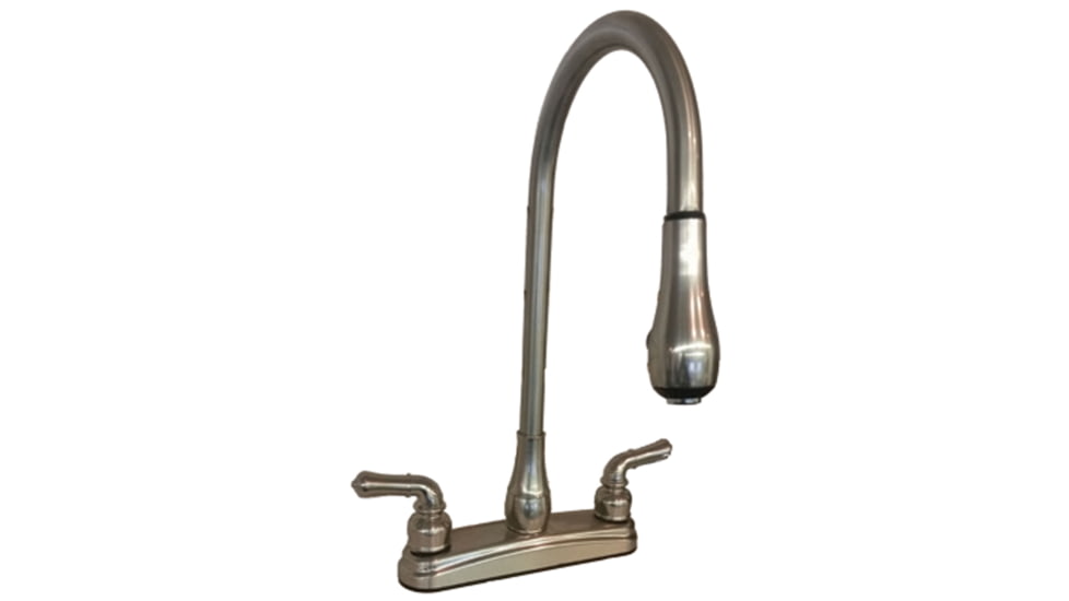 Empire Brass RV Kitchen Faucet With Gooseneck Spout Pull Down Sprayer And Teapot Handles 8, Brushed Nickel, U-YNN2000N