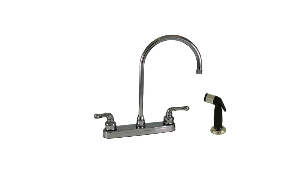 Empire Brass RV Kitchen Faucet With Gooseneck Spout Teapot Handles And Sprayer 8in Chrome, U-YCH801GS