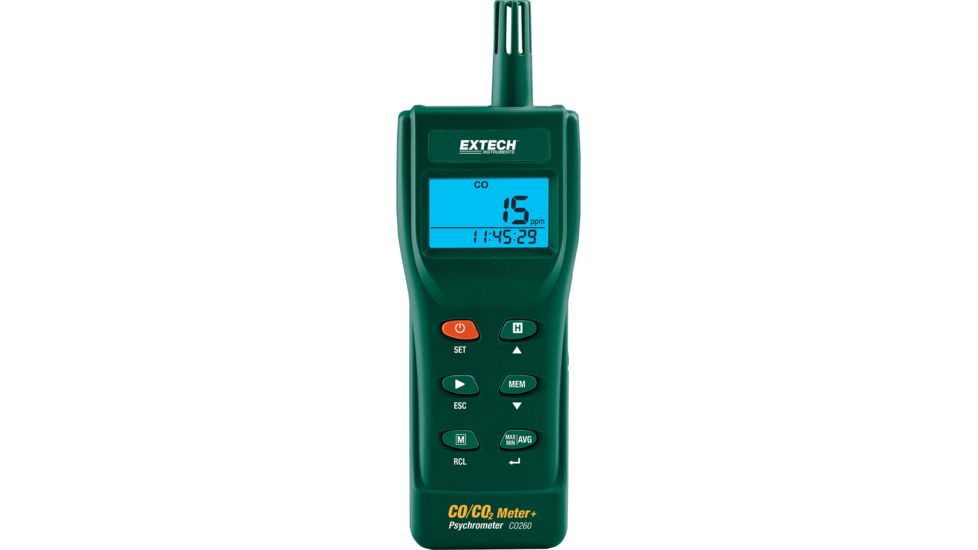 Extech Instruments Indoor Air Quality CO/CO2 Meter, Green, CO260