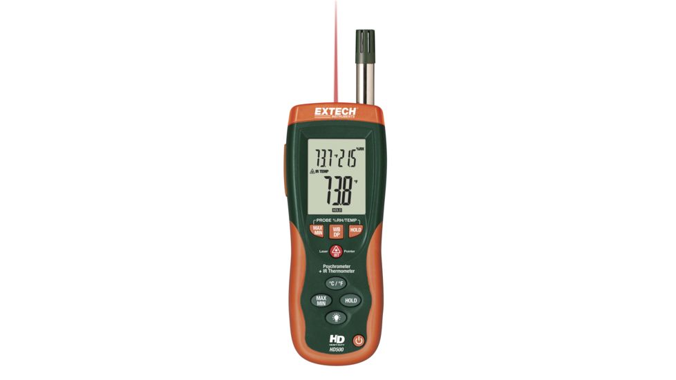 Extech Instruments Psychrometer + Ir Thermometer, HD500