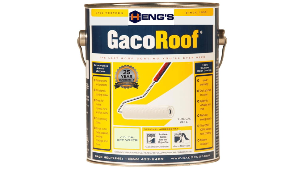 Hengs Gacoroof Silicone Base Coat, Off-White, Gallon, HGR1600-1