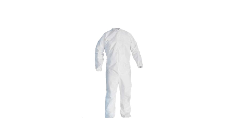 HPK Industries Alliance Coverall Serged Seam Elastic Wrist &amp; Ankle Zipper Front, White, Medium, Case of 25, 356 M