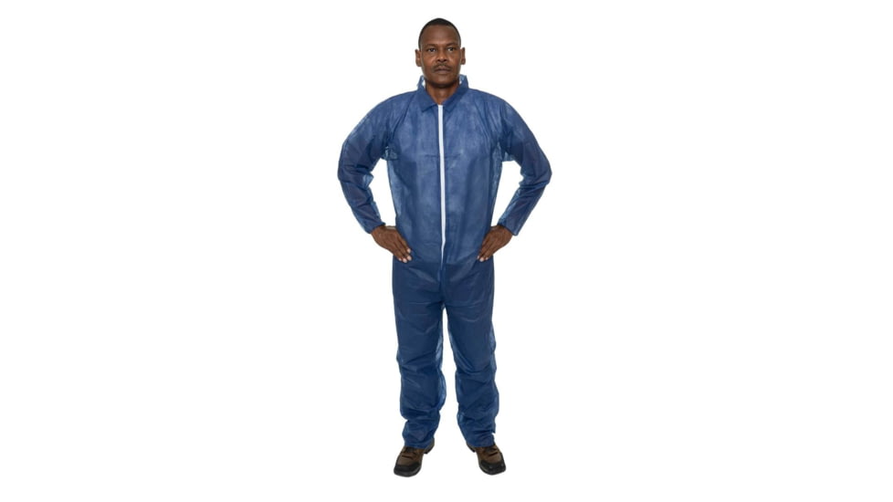 International Enviroguard 2012 Polypropylene Coverall w/Elastic Wrist and Open Ankle, Navy Blue, 2XL, Case of 25, N2012XXL