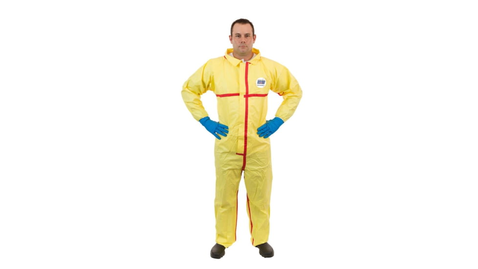 International Enviroguard ChemSplash 1 Coverall, Elastic Wrist, Open Ankle, Yellow, 2XL, 6 Pack, 7012T-2XL