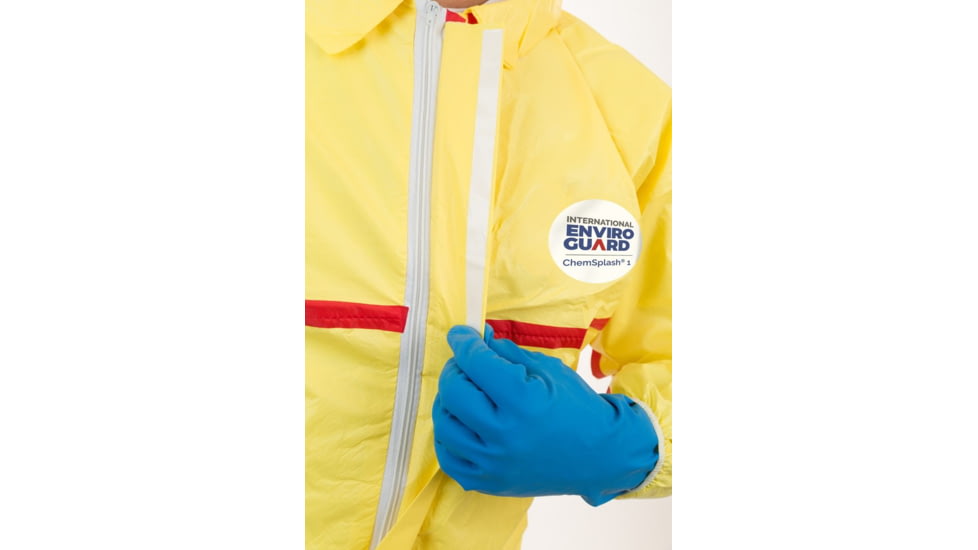 International Enviroguard ChemSplash 1 Coverall w/Hood, Elastic Wrist & Ankle, Yellow, L, 6 Pack, 7015T-L